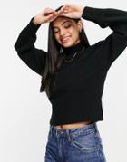 Monki Recycled High Neck Knitted Sweater In Black