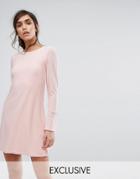 Silver Bloom Swing Dress With Embellished Cuffs - Pink