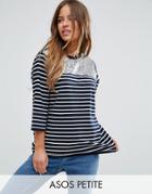 Asos Petite Sequin And Stripe Mix T-shirt - Multi