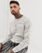 Asos Design Oversized Textured Knit Sweater In Ecru Slubby Yarn - Cream