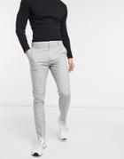 River Island Skinny Smart Pants In Gray Check-grey