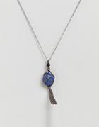 Classics 77 Burnished Silver Blue Stone Necklace - Silver