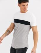 Jack & Jones Premium Color Block Stripe T-shirt In White