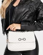 Topshop Quilted Crossbody Bag With Gold Piece In Off White