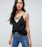 Asos Tall Swing Cami With Strap Detail Front - Black