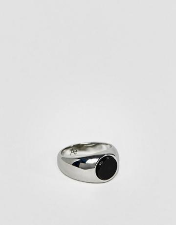 Aetherston Signet Ring In Silver With Onyx Stone - Silver