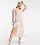Asos Design Petite Maxi Tea Dress In Purple Floral Print-multi