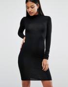 Club L High Neck Jersey Midi Dress - Black