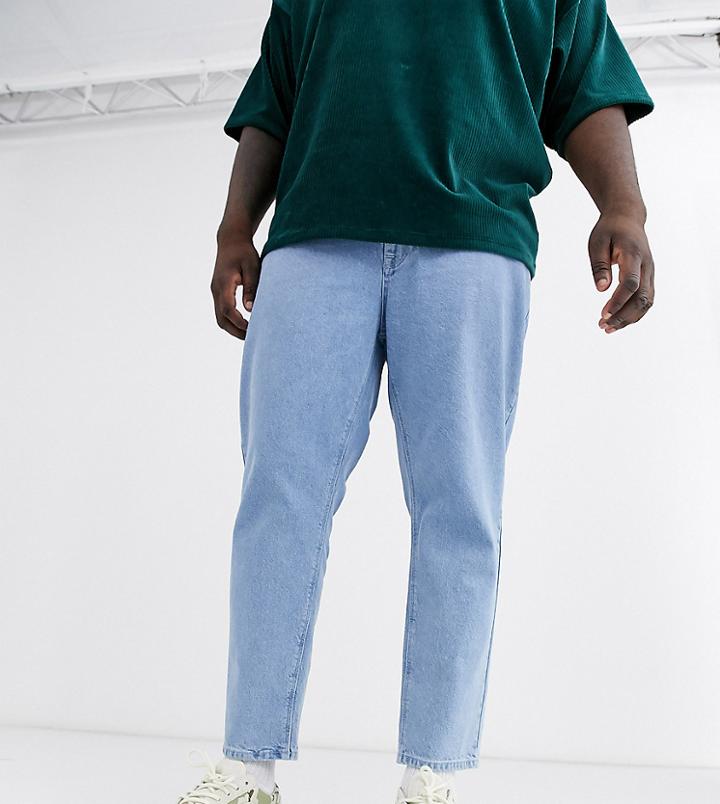 Asos Design Plus Classic Rigid Jeans In Light Stone Wash Blue