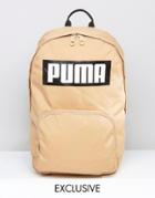 Puma Logo Backpack In Sand Exclusive To Asos - Tan