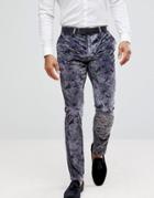 Noose & Monkey Super Skinny Printed Velvet Pants - Purple