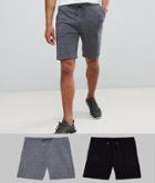 Asos Design Jersey Skinny Shorts 2 Pack Black/grey - Multi