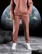 Asos Design Neat Co-ord Tapered Sweatpants With Pin Tucks & Fixed Hem In Red Brown