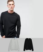 Asos Sweatshirt 2 Pack Gray Marl/black Save - Multi