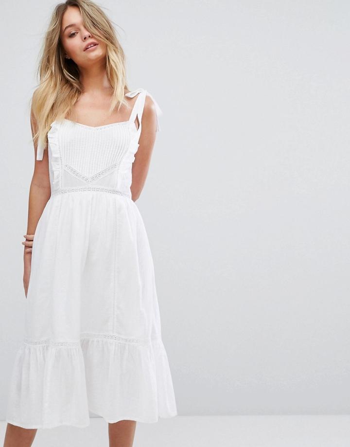 New Look Crochet Tierred Sundress - White