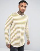 Asos Long Sleeve T-shirt With Retro Camel Stripe - White