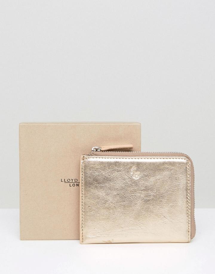 Lloyd Baker Metallic Leather Half Zip Wallet - Gold