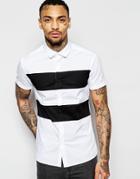 Asos Skinny Shirt With Cut And Sew Stripe Panels - White