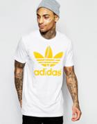 Adidas Originals T-shirt With Flock Trefoil Logo Aj7107 - White