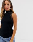 Free People Dale Lace Tank Top In Black