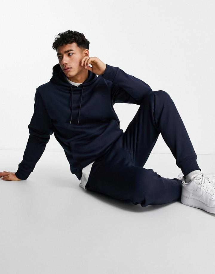 Threadbare Overhead Hoodie & Sweatpants Tracksuit In Navy