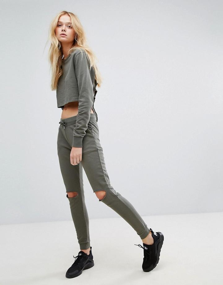 Hoxton Haus Busted Knee Jogger - Green