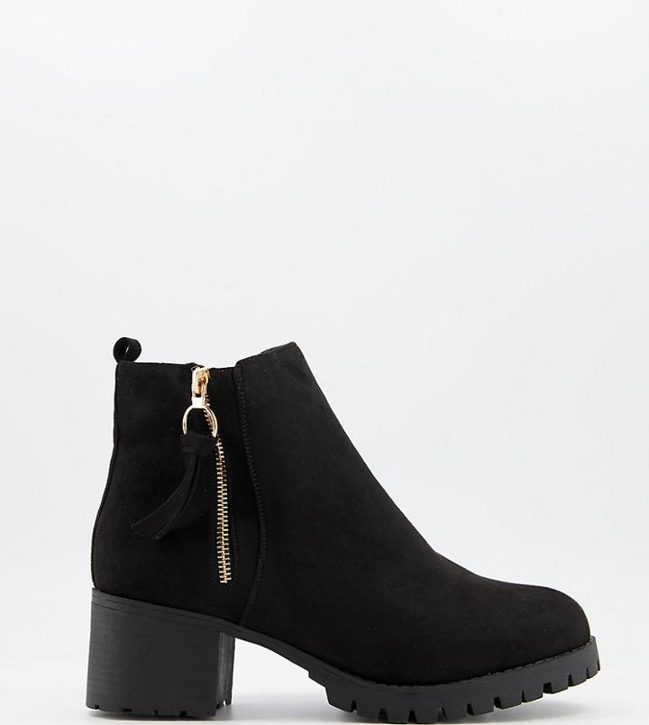 Simply Be Extra Wide Fit Heeled Ankle Boots In Black