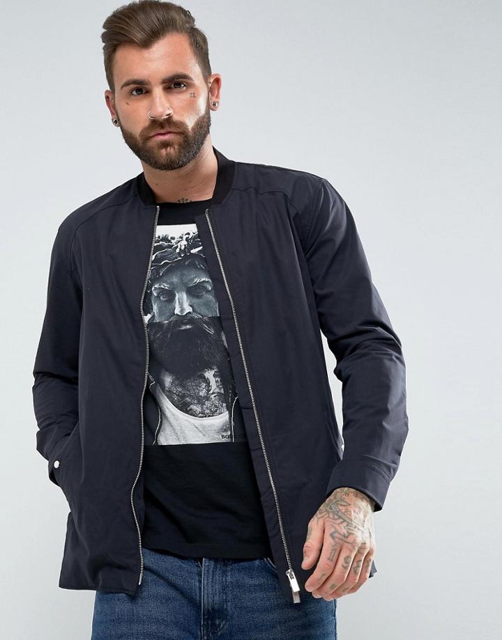 Hugo Emmerich Double Zip Baseball Collar Overshirt Jacket In Black - Black
