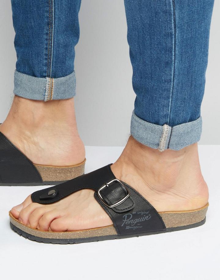 Original Penguin Buckle Sandals - Black