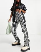 Topshop Kort Jean In Black Stripe-multi