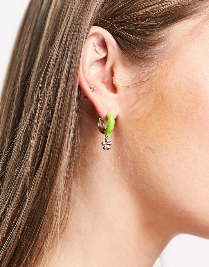 & Other Stories Charm Hoop Earring In Green And Gold