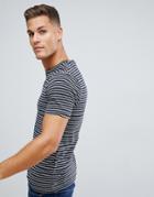 Celio Crew Neck T-shirt In Stripe With Tipped Collar - Black