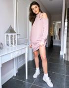 River Island Cut Out Mini Sweatshirt Dress In Pink