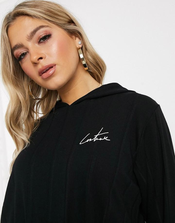 The Couture Club Cropped Motif Hoody In Black