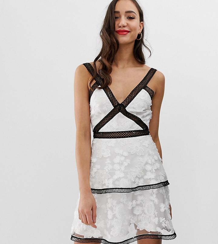 Asos Design Tall Mini Dress Floral Embroidered Broderie - Multi