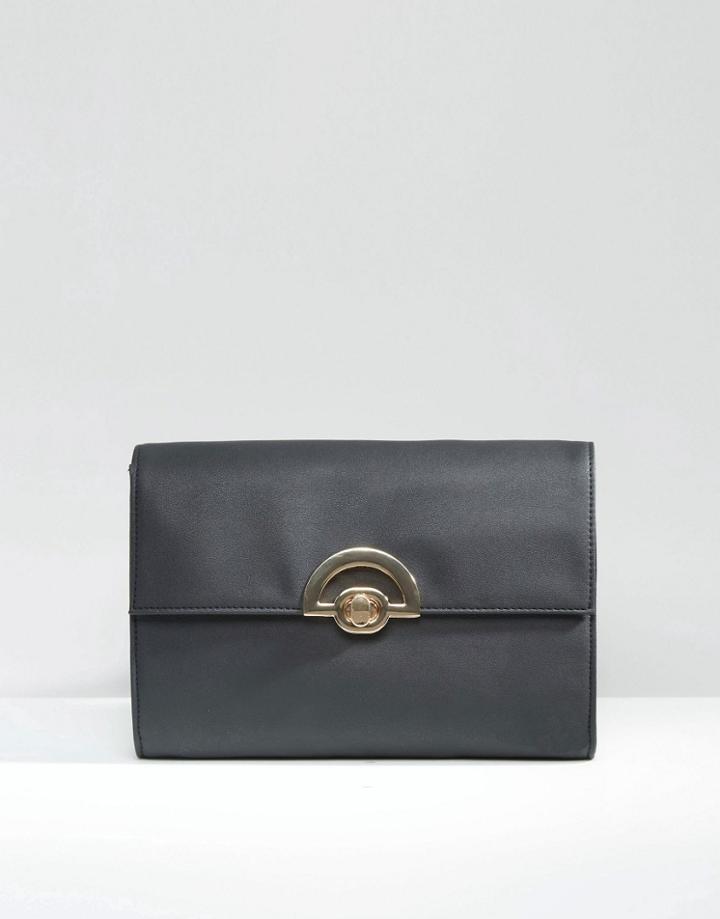 Asos Curved Lock Clutch Bag - Black
