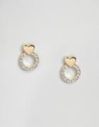 Limited Edition Heart Crystal Circle Stud Earrings - Gold