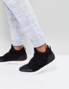 Asos Mid Top Sneakers In Black With Elasticated Lace - Black