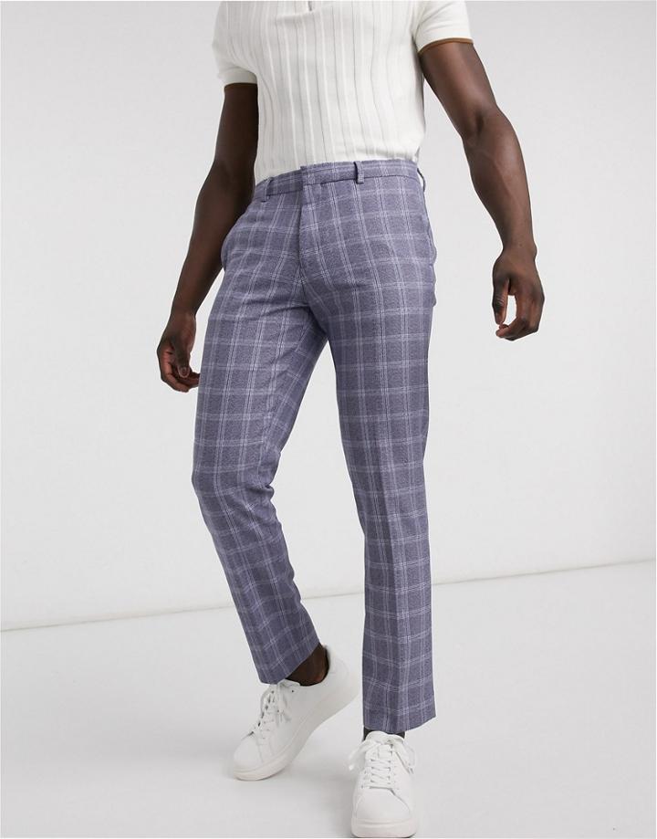 River Island Slim Smart Pants In Navy Check