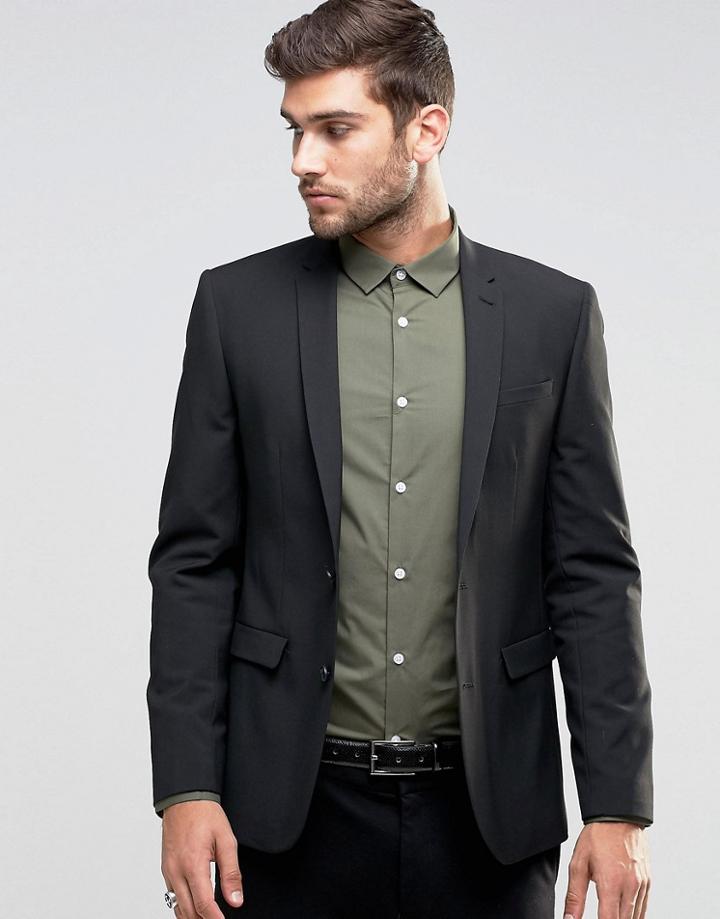 Asos Skinny Blazer In Black - Black