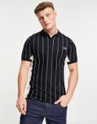 Fred Perry Refined Pinstripe Polo In Navy