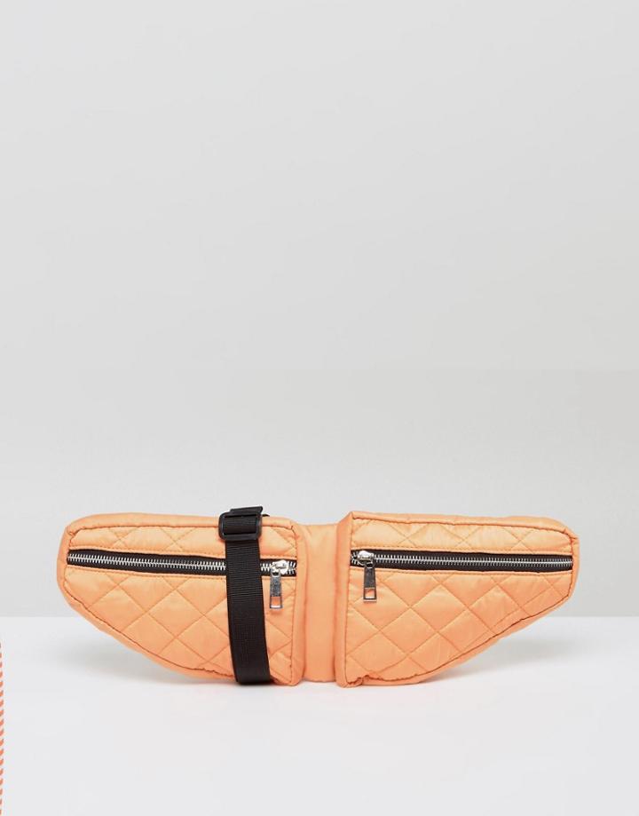Asos Lifestyle Double Pouch Quilted Fanny Pack - Orange
