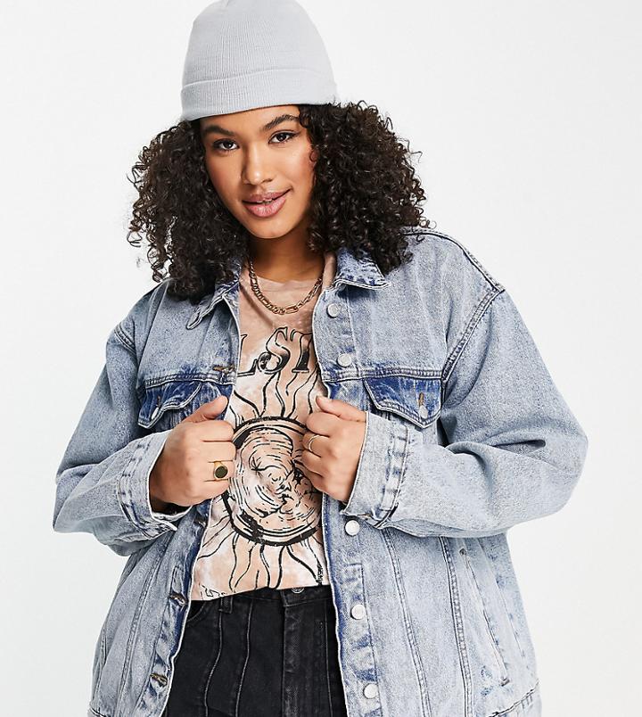 Dtt Plus Oversized Denim Jacket-blue