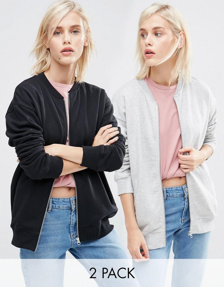 Asos The Ultimate Bomber Jacket In Jersey 2 Pack - Multi