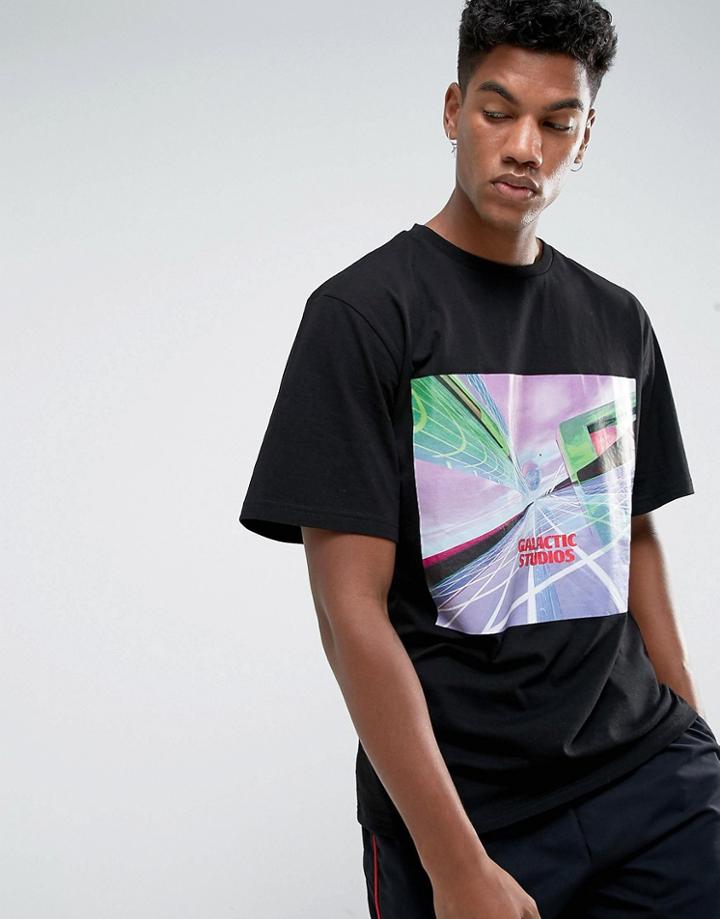 Granted T-shirt In Black With Galactic Print - Black