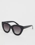 Jeepers Peepers Chunky Cat Eyes Sunglasses With Tinted Lens-black