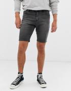Asos Design Skinny Denim Shorts In Washed Black