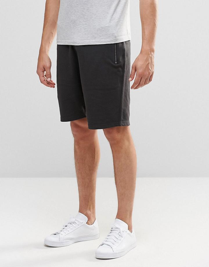Asos Jersey Shorts With Zips In Washed Black - Washed Black