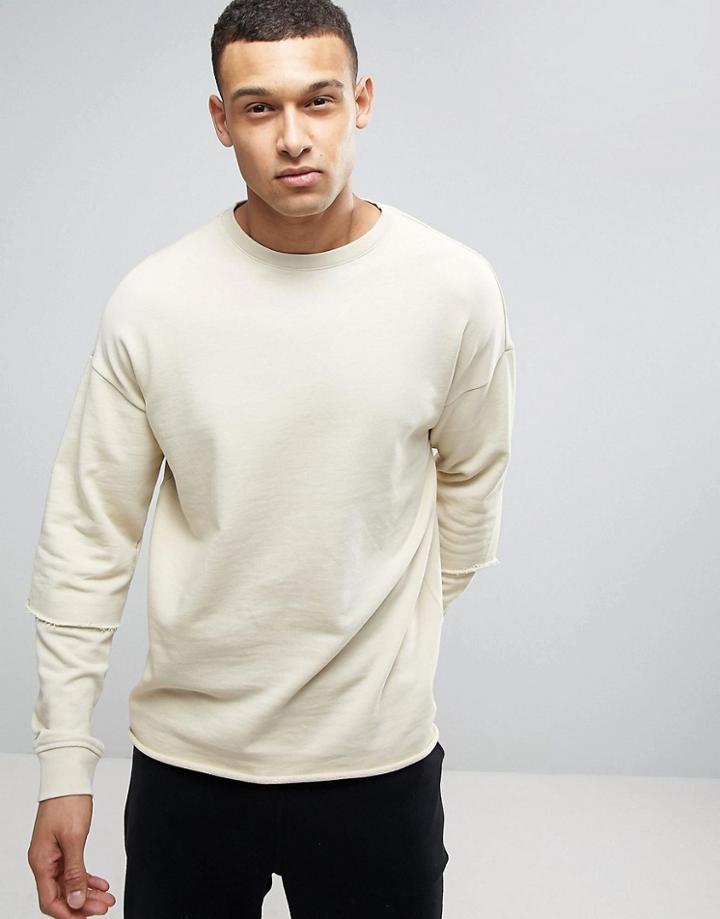 Yourturn Sweatshirt With Layered Sleeves - Stone