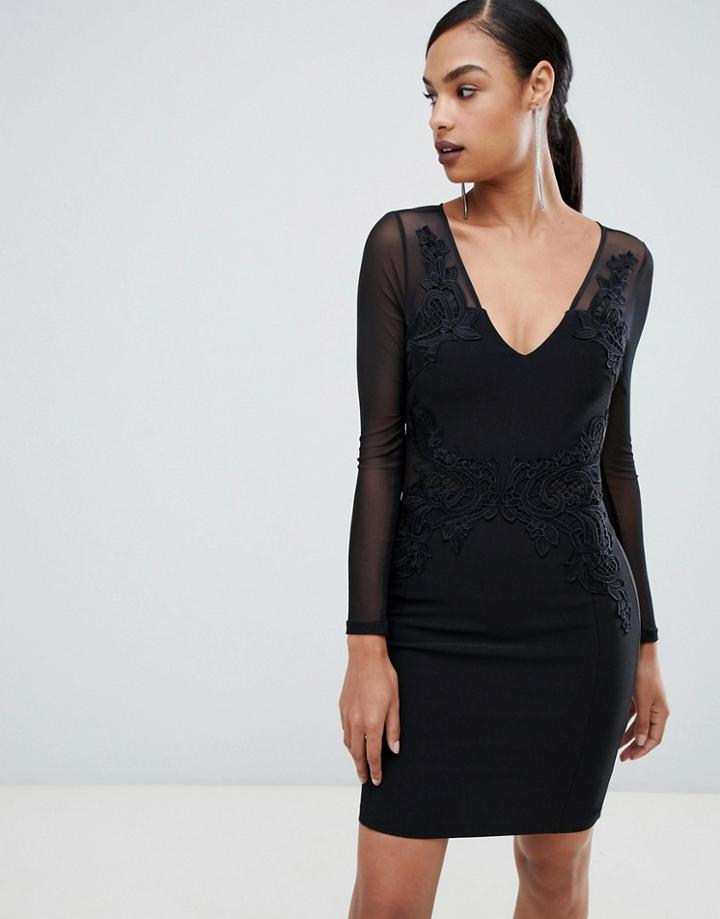 Lipsy Monochrome Lace Midi Dress - Multi